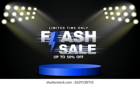 flash sale banner with podium template design