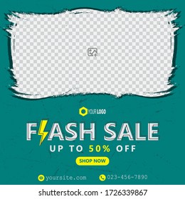 Flash sale banner for post, abstract template post for social media, template for fashion sale ads, file with layered and eps 10, vector illustration