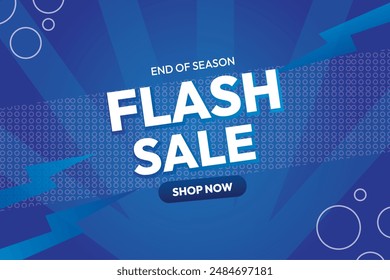 Anuncio o póster de Flash Sale con ícono de Flash y texto 3D sobre fondo de color degradado azul. Diseño de Plantilla de Anuncio de ventas Flash para redes sociales y Sitio web. Oferta especial Oferta Flash Promoción.