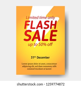 Flash sale banner poster with lightning thunder yellow for promotion or business marketing