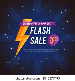 Flash Sale banner or poster. Vector illustration.