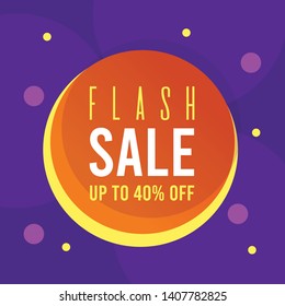 Flash sale banner. Promotion square banner on purple background