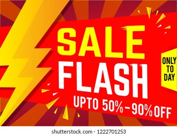 flash sale banner red design and lightning