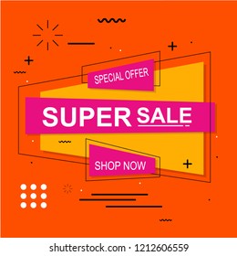 Flash Sale Banner Set Elements Vector Illustration