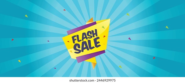 flash sale banner for social media corporate companies, blue purple and yellow sale banner