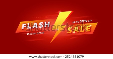 Flash sale banner with sparkling neon lights. Vector illustration for shopping day promotion, online shopping, special Offer coupon, voucher, banner template, websites, social media advertising.