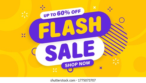 Flash Sale Banner, Sonderangebot und Verkauf. Jetzt oder nur an diesem Wochenende einkaufen. Bis zu 50 oder 60 oder 70 Rabatt. Rabatt, Mega-Verkauf. Vektorgrafik.