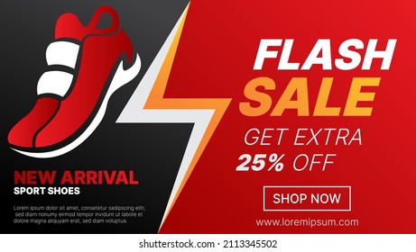 flash sale banner sport shoes.new arrival sport shoes banner design template.business vector illustration