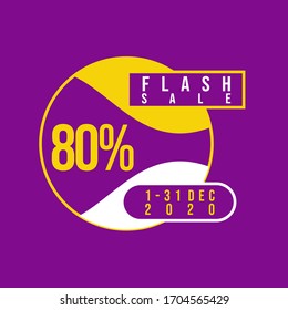 Flash sale banner template with circle and other geometric shapes applicable for marketing or promotional elements isolated on dark background