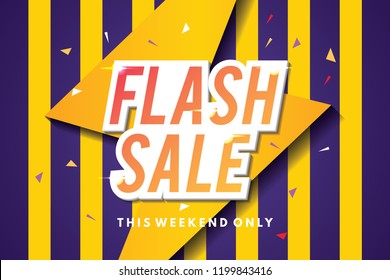 Flash sale banner template design. Abstract sale banner. Vector illustration.