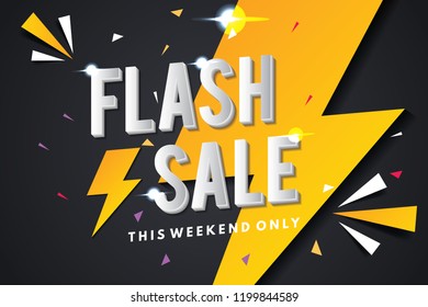 Flash sale banner template design. Abstract sale banner. Vector illustration.