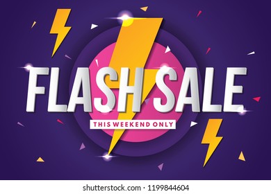 Flash sale banner template design. Abstract sale banner. Vector illustration.