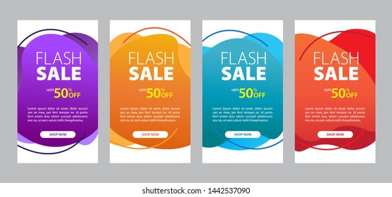 Flash sale banner template design. Dynamic modern fluid template ready for use in web or print design. Flash Sale special offer set can use for instagram