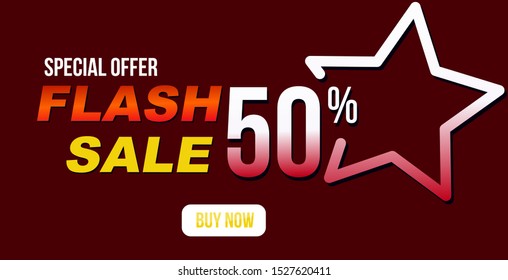 Flash Sale banner template design. Vector illustration. special offer clearance banner with thunder
