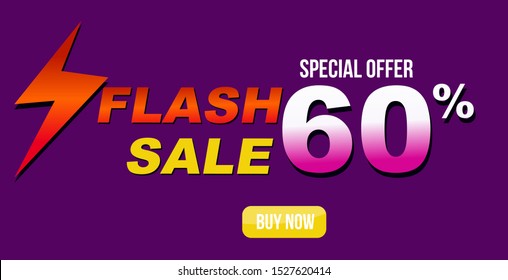 Flash Sale banner template design. Vector illustration. special offer clearance banner with thunder