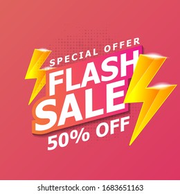 Flash Sale banner template design. Vector illustration.