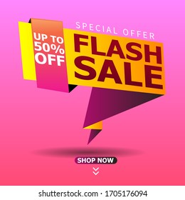 Flash Sale banner template design. Vector illustration.