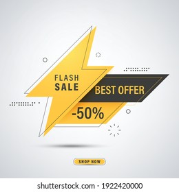 Flash sale banner template design for web or social media, Best offer save up to 50% off.
