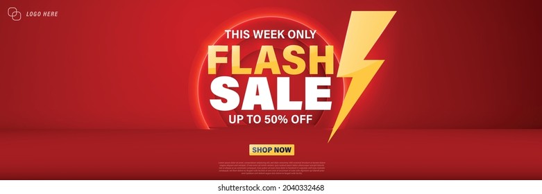 Flash sale banner template design for web or social media. - Shutterstock ID 2040332468