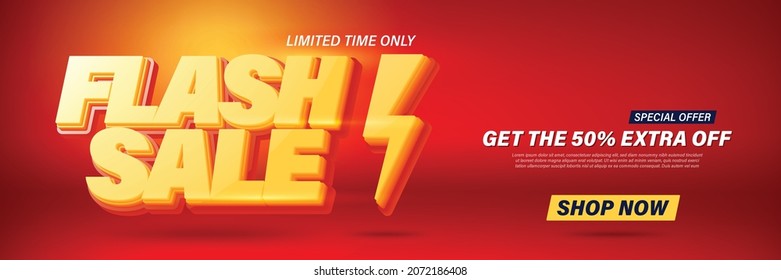 Flash sale banner template design for web or social media.