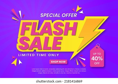 Flash sale banner template design. Abstract sale banner. Promotion banner design. 3d Vector illustration