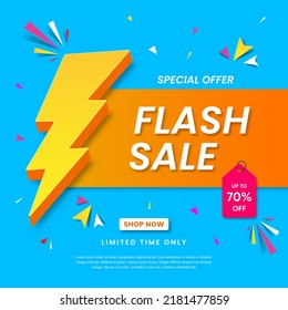 Flash sale banner template design. Abstract sale banner. Promotion banner design. 3d Vector illustration