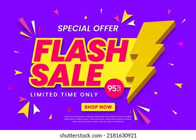 Flash sale banner template design. Abstract sale banner. Promotion banner design. 3d Vector illustration