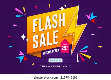 Flash sale banner template design. Abstract sale banner. promotion poster. special offer up to 25% off