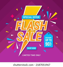 Flash sale banner template design. Abstract sale banner. promotion poster. special offer up to 90% off