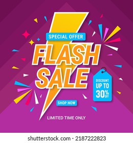 Flash sale banner template design. Abstract sale banner. promotion poster. special offer up to 30% off