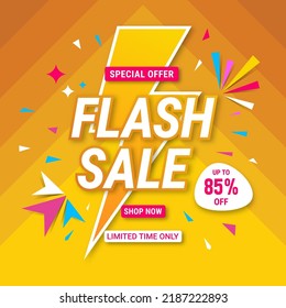 Flash sale banner template design. Abstract sale banner. promotion poster. special offer up to 85% off