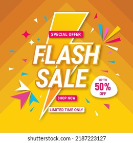 Flash sale banner template design. Abstract sale banner. promotion poster. special offer up to 50% off