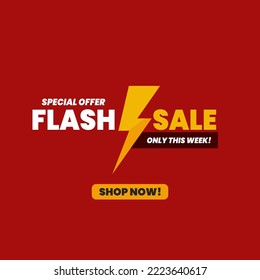 Flash sale banner template design for web or social media.