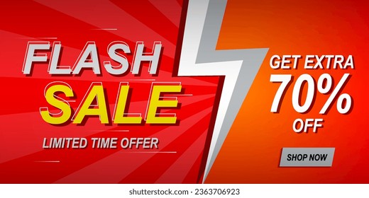 
Flash sale banner template design for web or social media, special offer discount