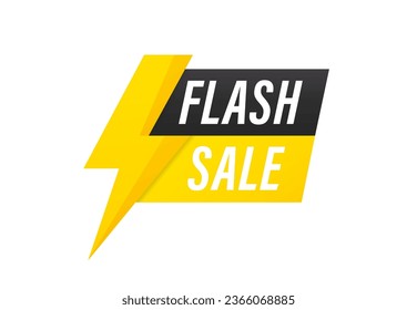 Flash sale banner template design for web or social media. Yellow thunder label. Template designs for social media and web, special offers, flash sale campaigns. Vector illustration
