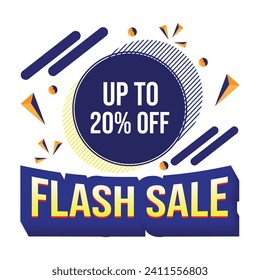 Flash sale banner template design special offer discount. coupon or voucher vector illustration, sale promotion poster.
