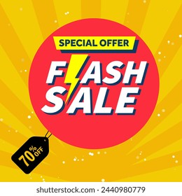 Flash Sale banner template design. Flash sale discount banner. Up To 70% Off.