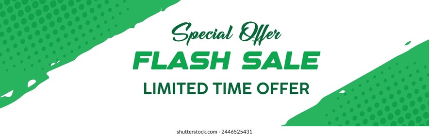 Flash sale banner template design for web or social media.Flash Sale Shopping Poster or banner with Green background. Flash Sales banner template design for social media .Special Offer Flash Sale  