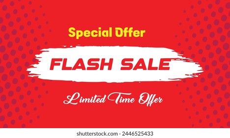Flash sale banner template design for web or social media.Flash Sale Shopping Poster or banner with Red background. Flash Sales banner template design for social media and website.