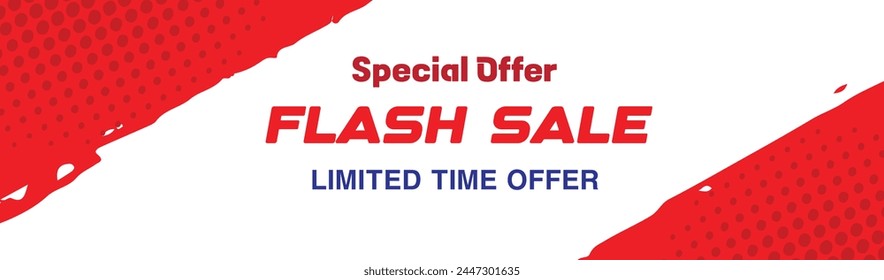 Flash sale banner template design for web or social media.Flash Sale Shopping Poster or banner with Red background. Flash Sales banner template design for social media. Special Offer Flash Sale  