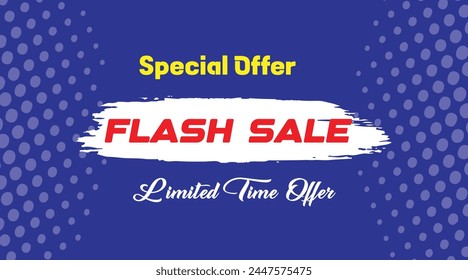 Diseño de la Plantilla del Anuncio de la venta del flash para el Web o las redes sociales. Venta del flash Póster o Anuncio de compras con el fondo azul. Diseño de Plantilla de Anuncio de ventas Flash para redes sociales .