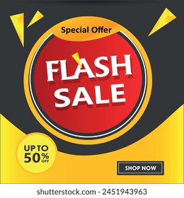 Flash Sale banner template design. special offer campaign or promotion for social media and website