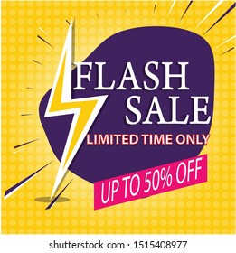 Flash Sale banner template design.editable text.Vector illustration.
