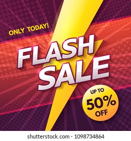 Flash Sale banner template design.Vector illustration.