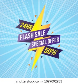 Flash Sale banner template design.Vector illustration.