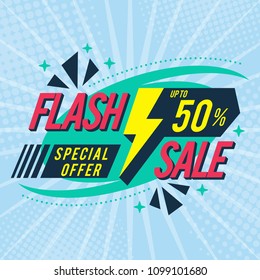 Flash Sale banner template design.Vector illustration.
