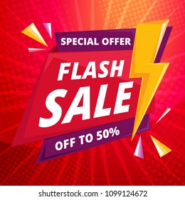 Flash Sale banner template design.Vector illustration.