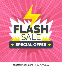 Flash Sale banner template design.Vector illustration.