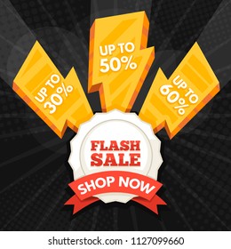 Flash Sale banner template design.Vector illustration.