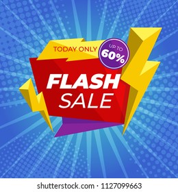 Flash Sale banner template design.Vector illustration.